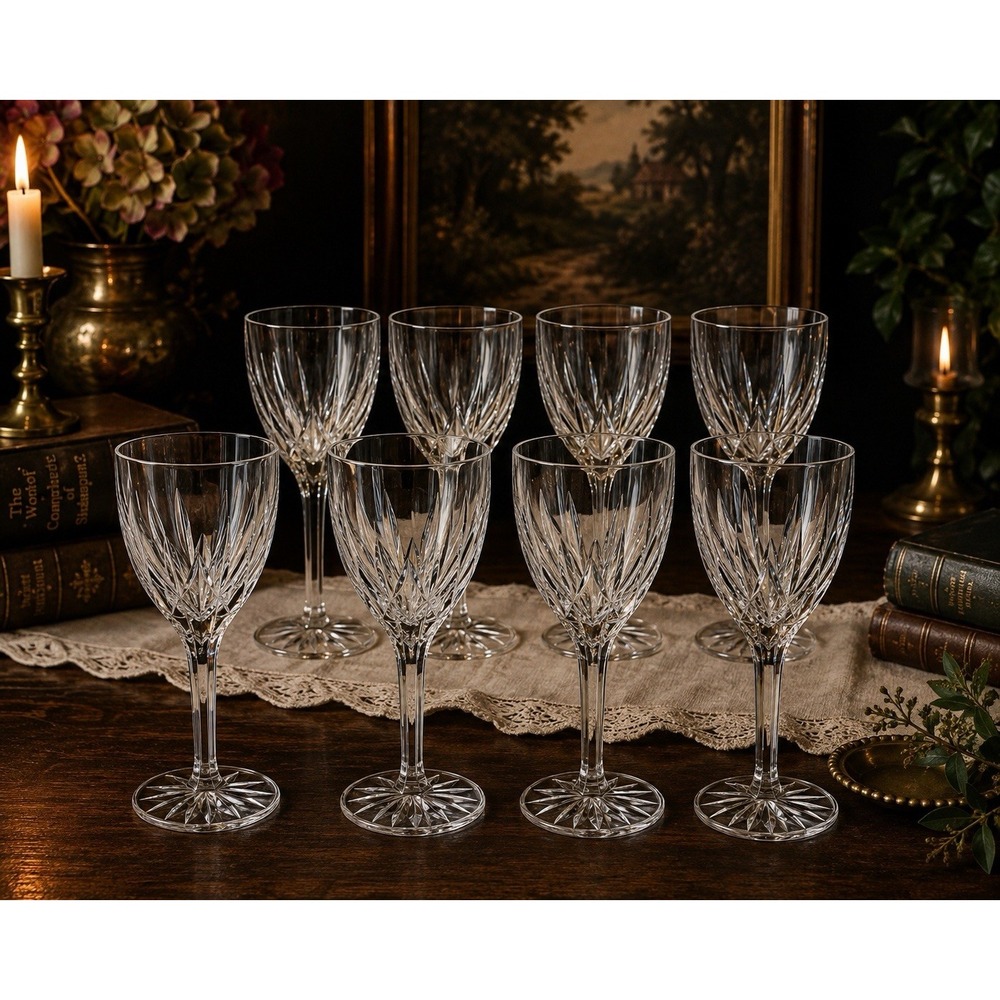 Mikasa Apollo Water Goblets Set of 8 Crystal Stemware 8 1/4" Discontinued